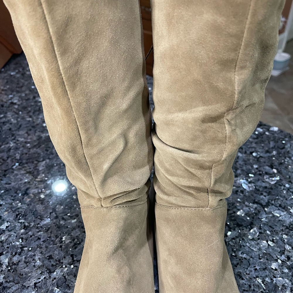 White Mountain Franklin Tan Suede Lace-Up Mid Calf Boots Size 10 - Picture 7 of 9